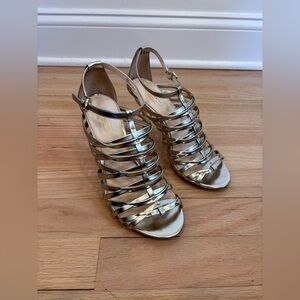 Coach Fantasia metallic leather birdcage heel size 6.5